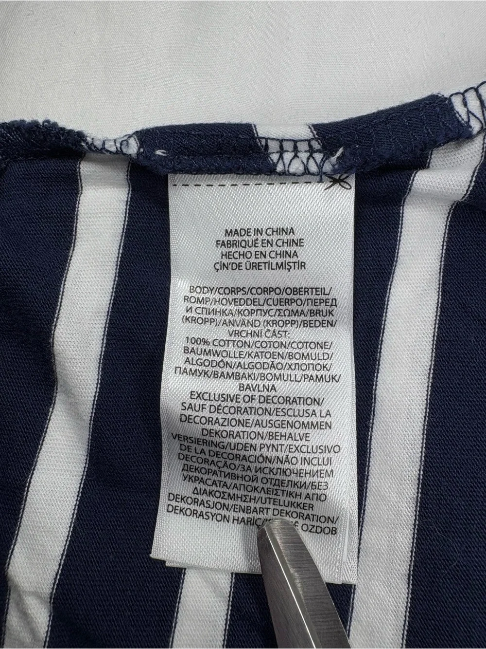 Ralph Lauren Navy and White Striped Knit Tee Dress with Red Trim